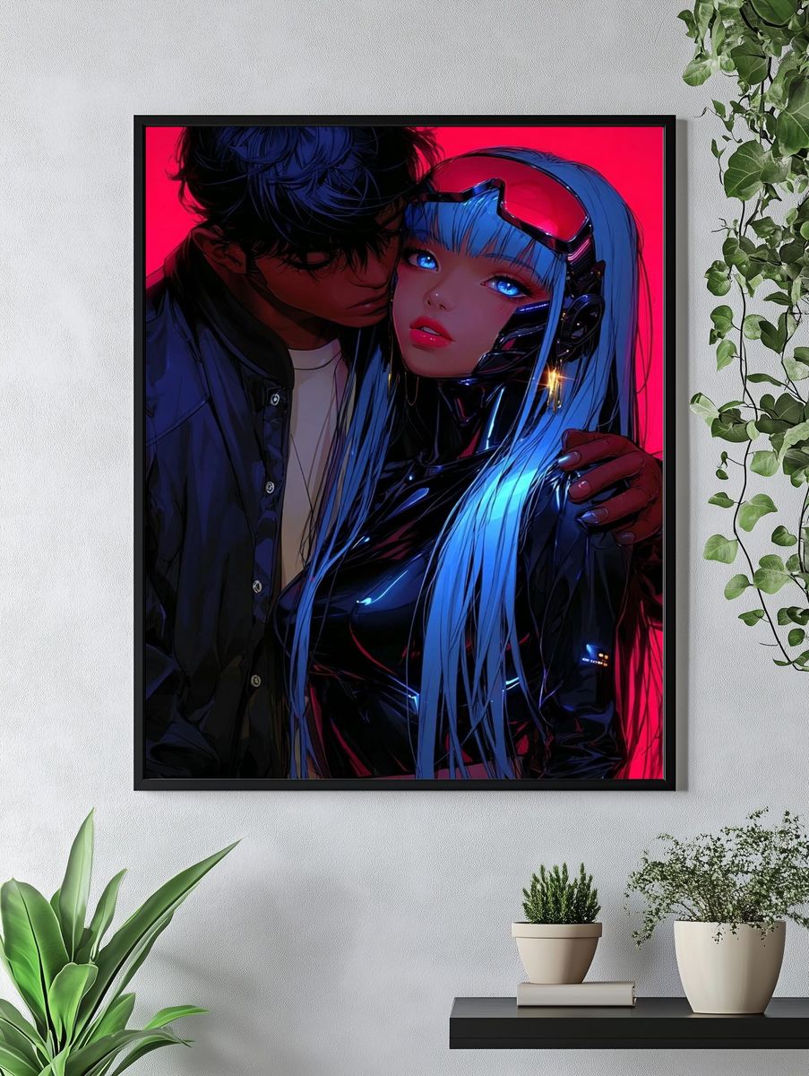 Futuristic Couple — Digital Art Print. — room view 4