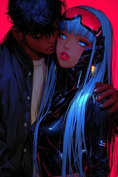 Futuristic Couple — Digital Art Print. poster print