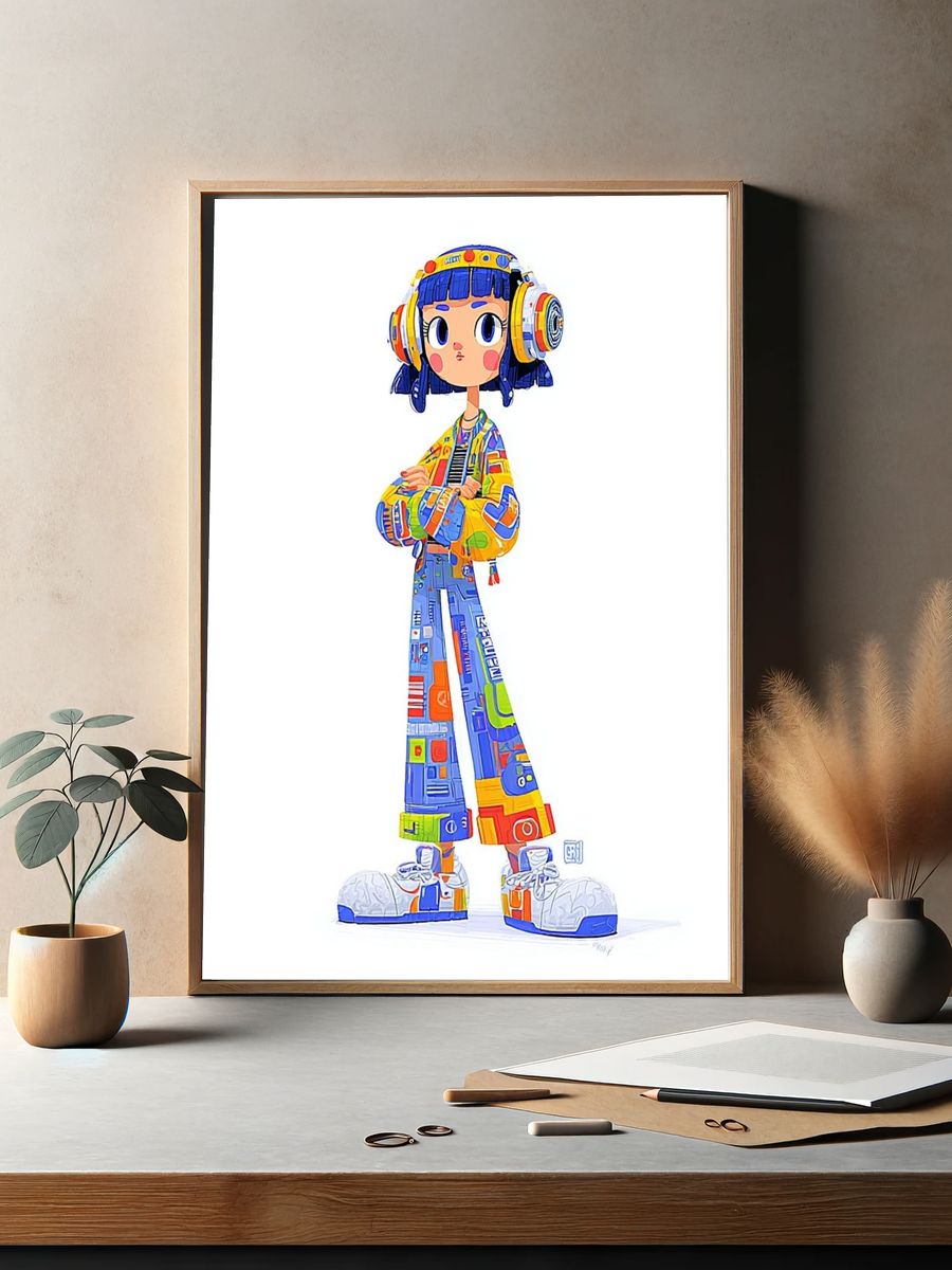 Stylish Character — Digital Art Print. — room view 2