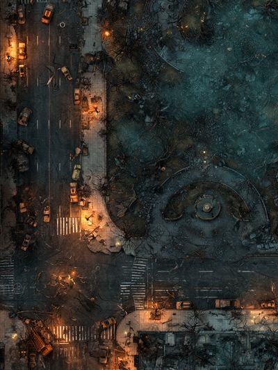 Dystopian City Ruins Illustration Poster.