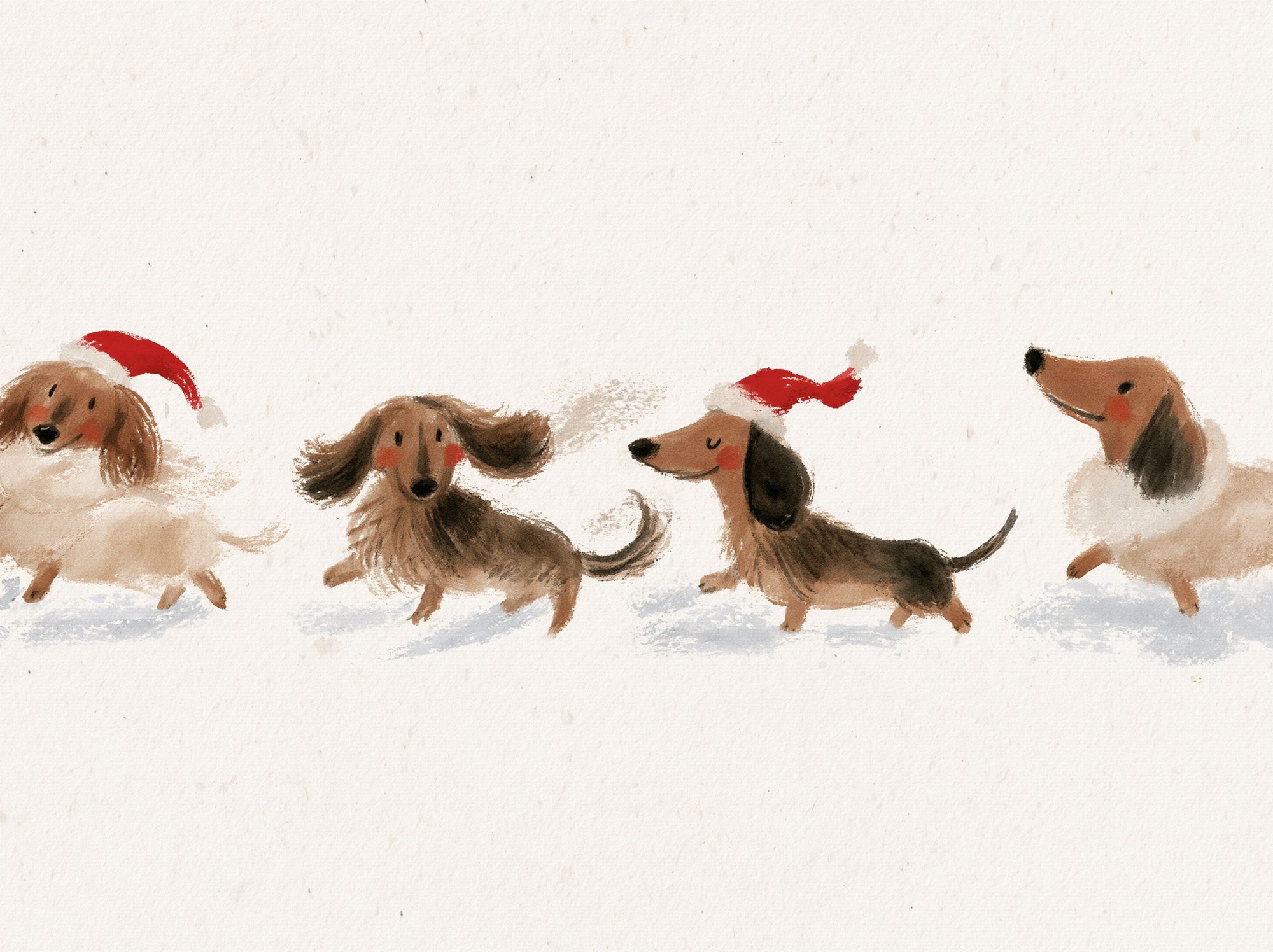 Christmas Dachshunds Watercolor Poster. poster detail