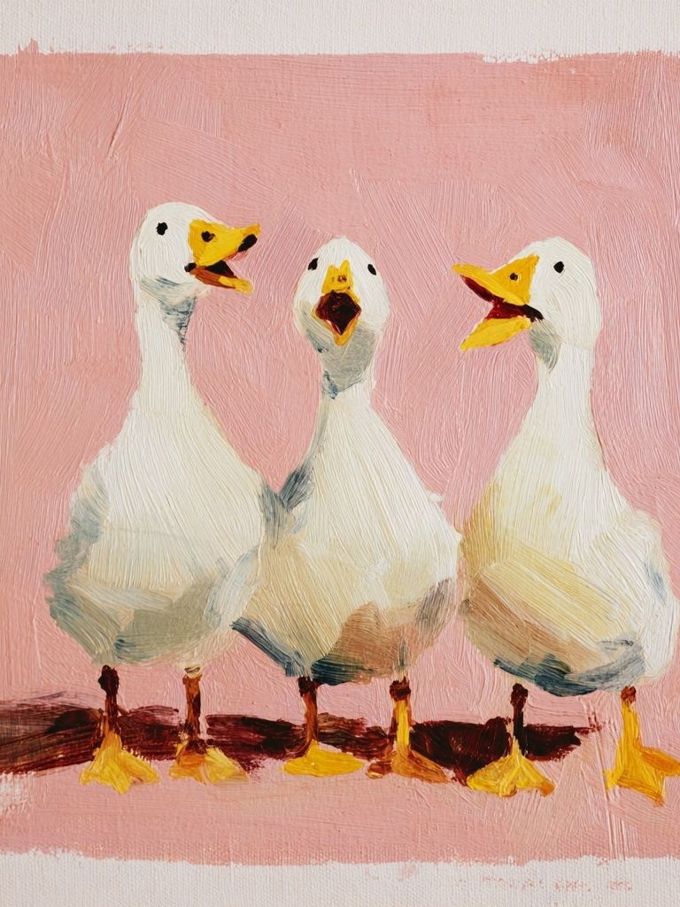 Three Singing Ducks — Illustration Print. poster detail
