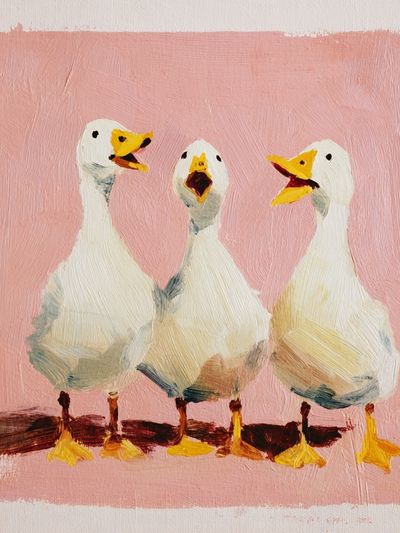 Three Singing Ducks — Illustration Print. poster print