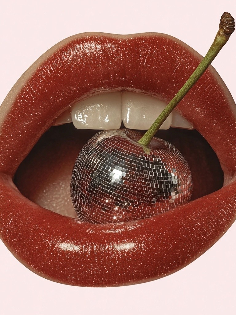 Disco Cherry Lips — Fine Art Print. poster detail