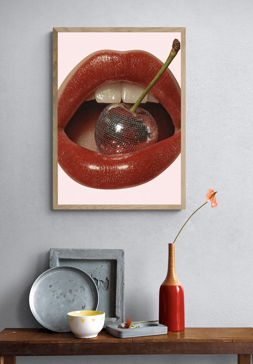 Disco Cherry Lips — Fine Art Print. — room view 3
