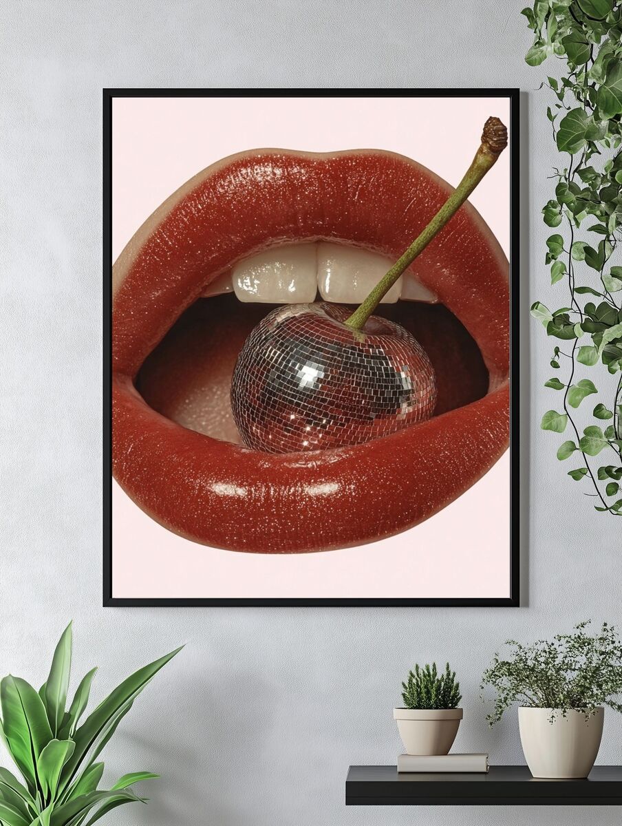 Disco Cherry Lips — Fine Art Print. — room view 4