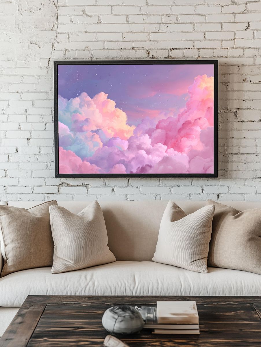 Dreamy Clouds — Digital Art Print. — room view 1