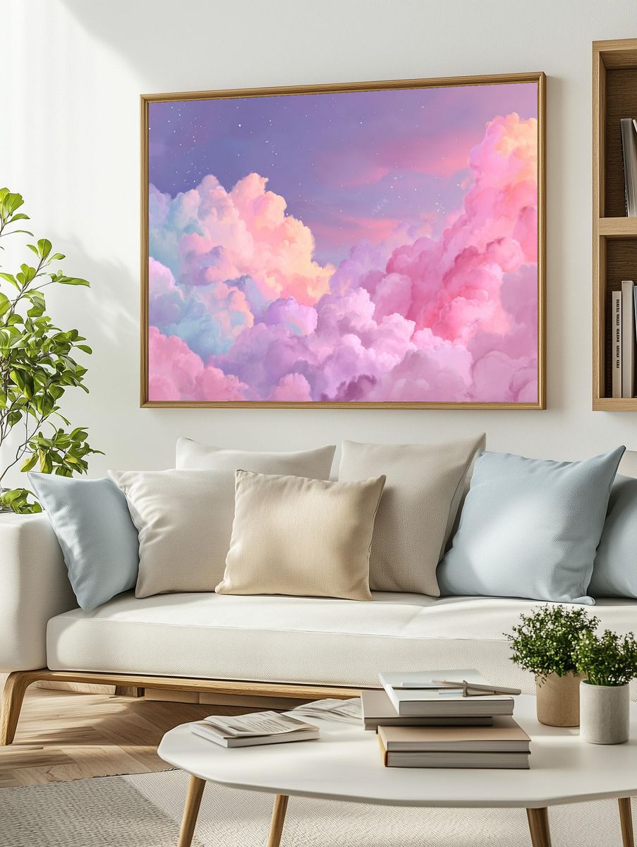 Dreamy Clouds — Digital Art Print. — room view 2