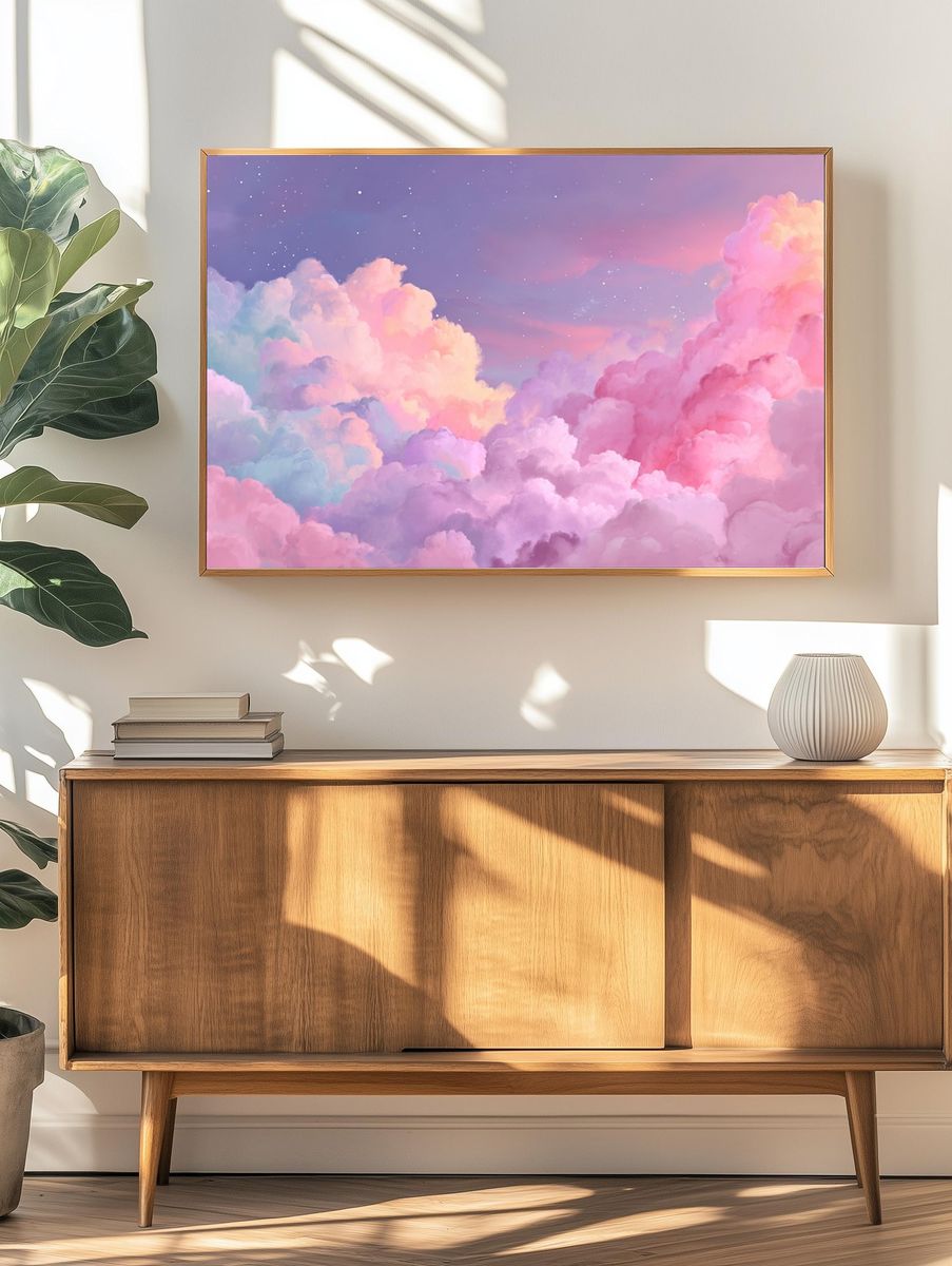 Dreamy Clouds — Digital Art Print. — room view 3