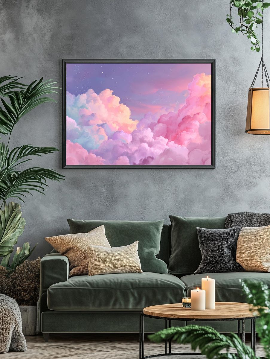 Dreamy Clouds — Digital Art Print. — room view 4