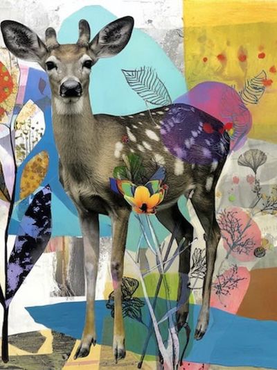 Deer in Colorful Collage Poster. poster print