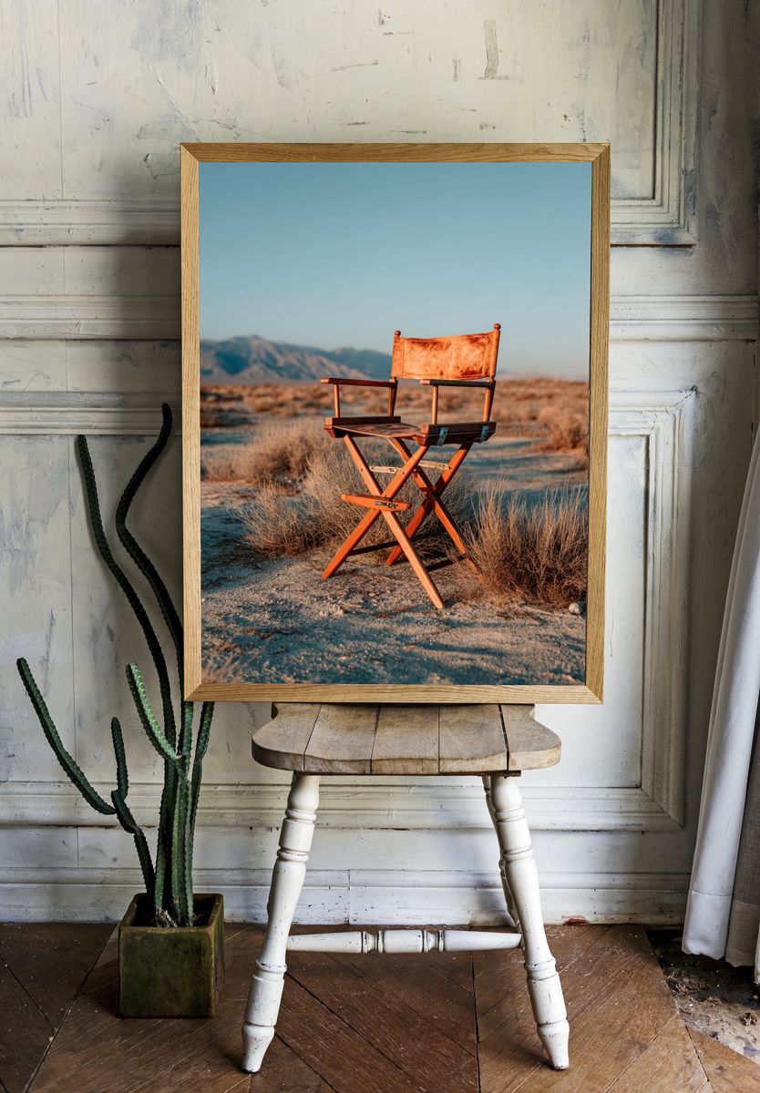 Director's Chair in Desert Landscape Poster. — room view 1