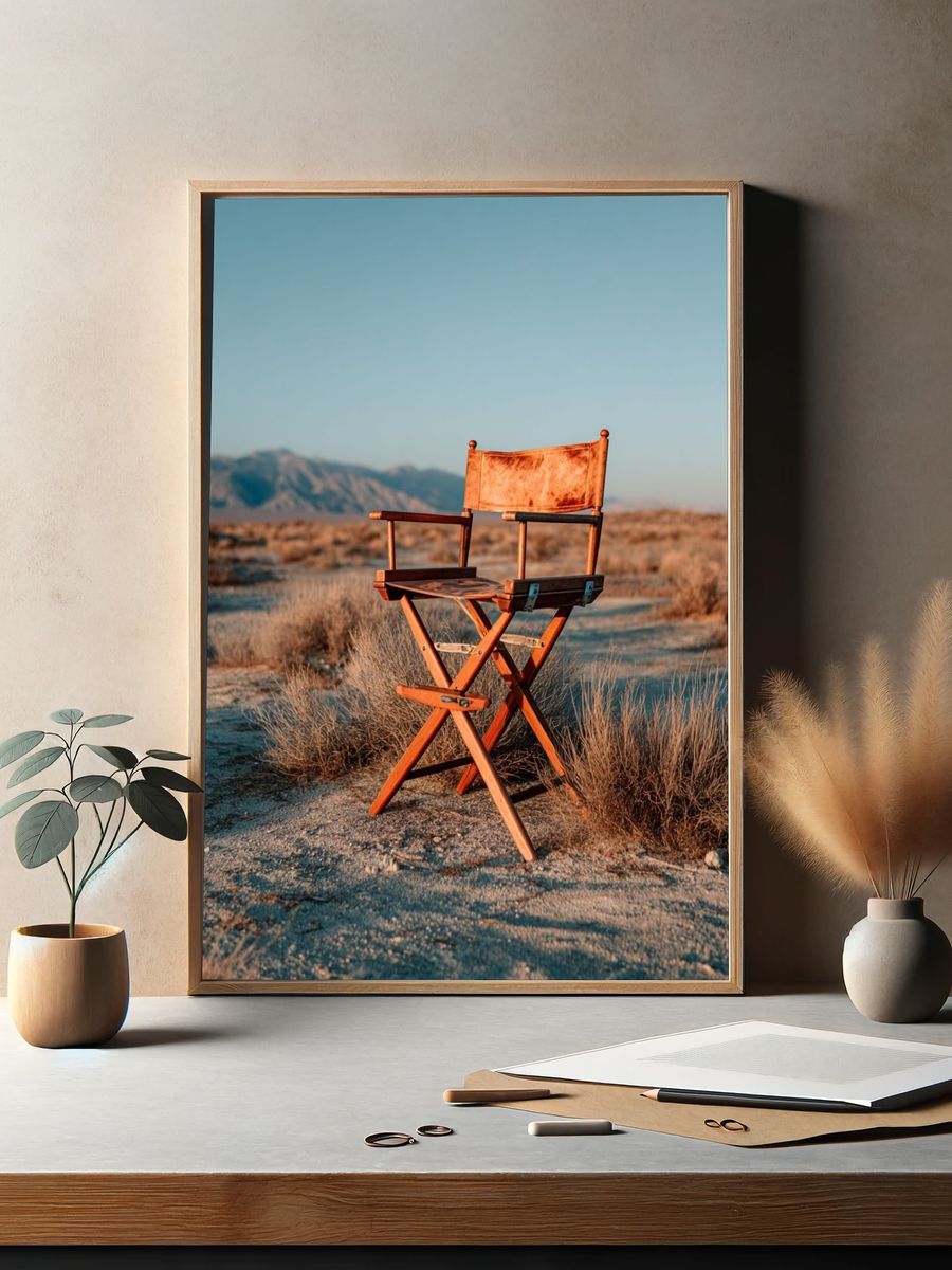 Director's Chair in Desert Landscape Poster. — room view 2