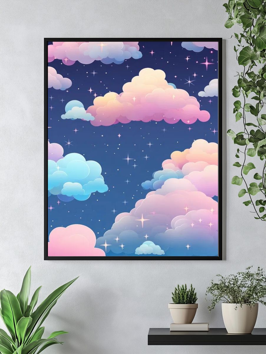 Dreamy Clouds — Illustration Print. — room view 4