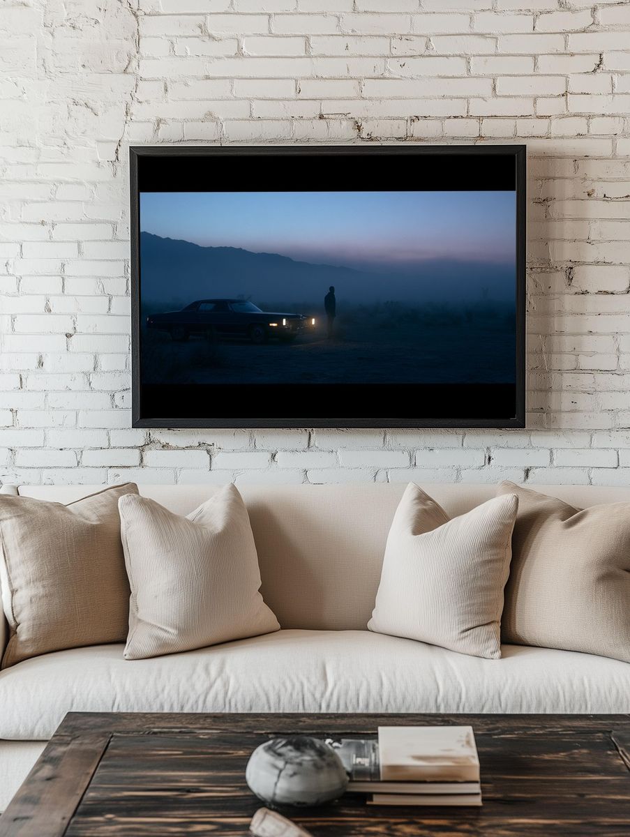 Desert Car at Dusk Photography Poster. room preview
