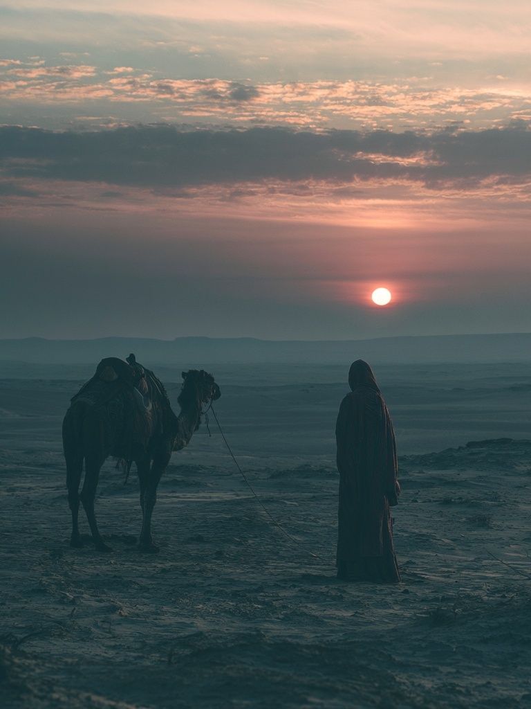 Desert Camel at Sunset Photography Poster. poster — photography art