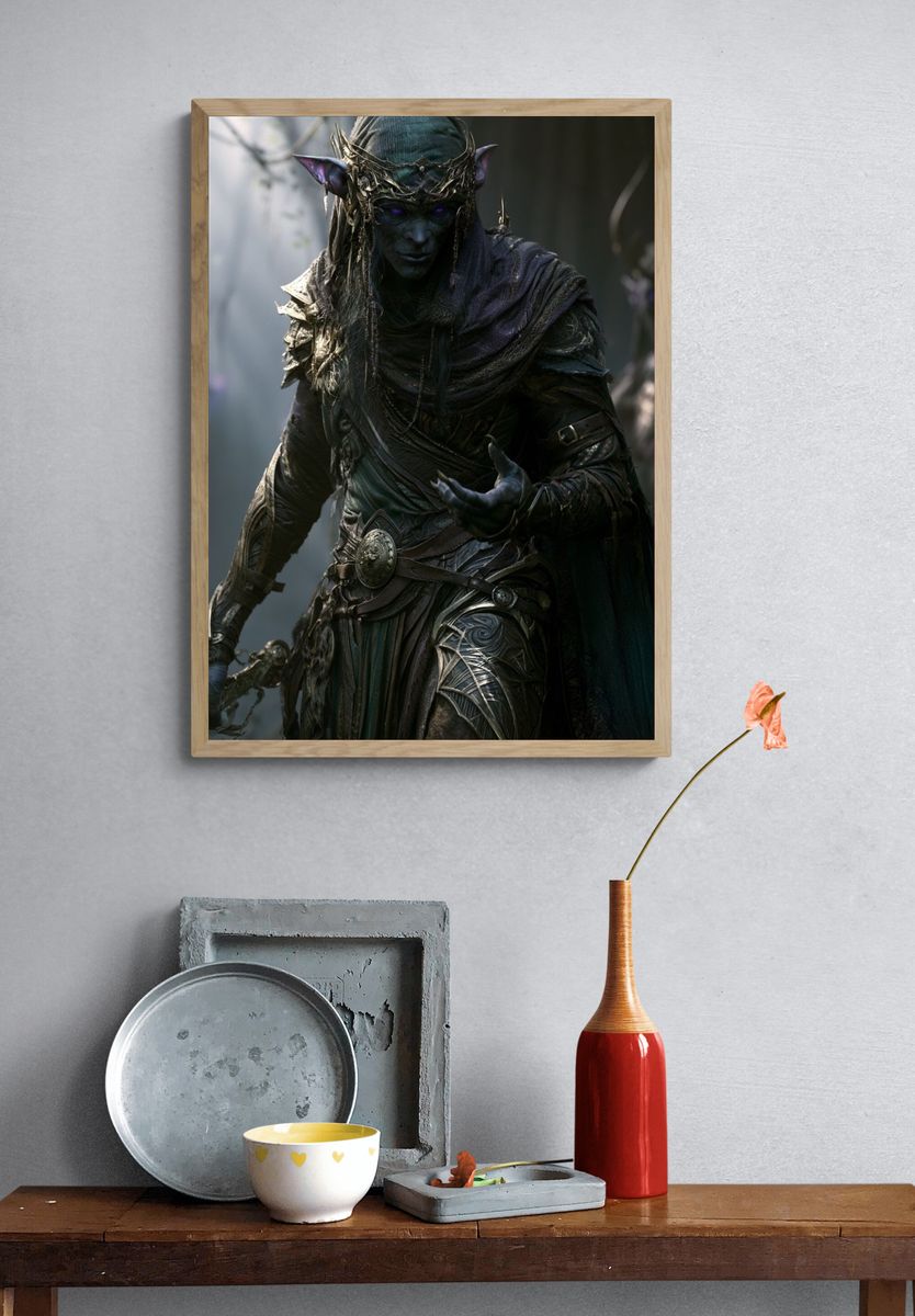 Dark Elf Fantasy Art Print. — room view 3
