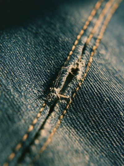 Denim Stitch Macro Photography Poster.