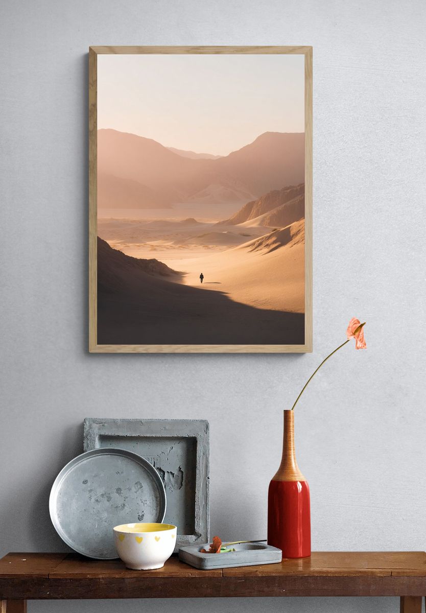 Desert Solitude Sunset Print. — room view 3
