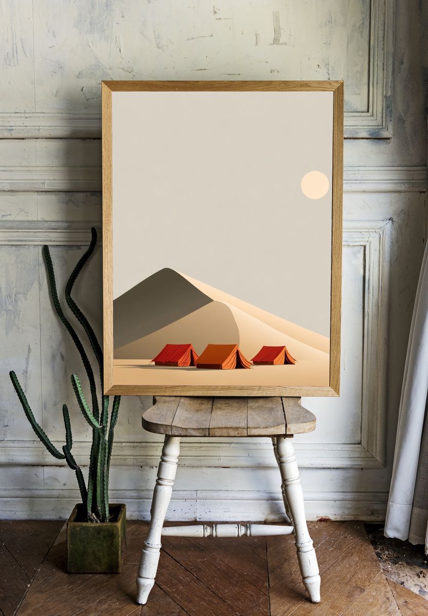 Desert Dunes Minimalist Poster. room preview