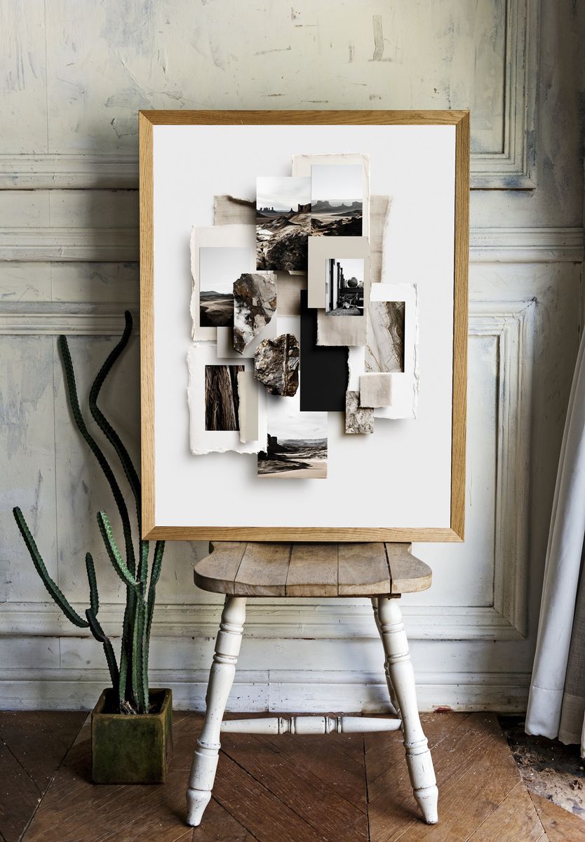 Desert Collage Landscape Print. room preview