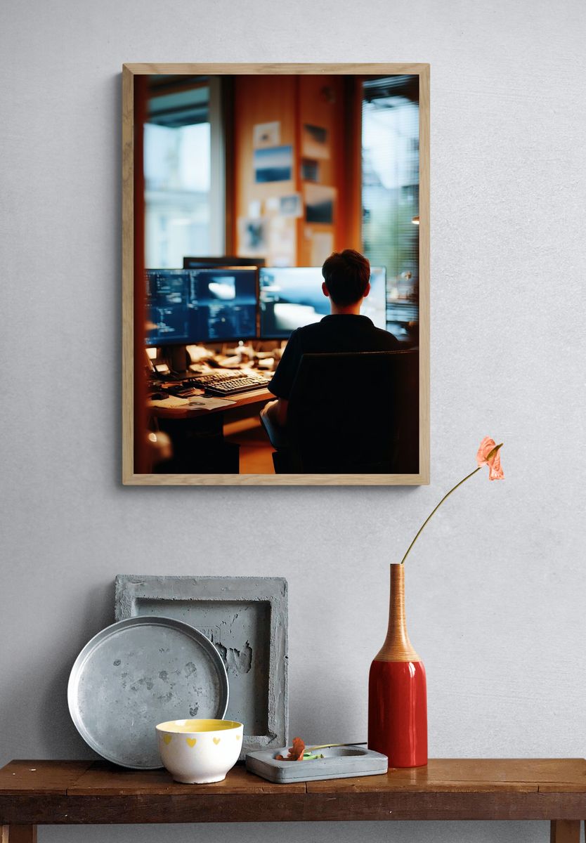 Developer at Desk Photography Poster. — room view 3