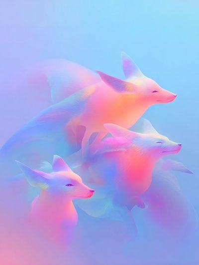 Dreamy Foxes — Digital Art Print. poster print