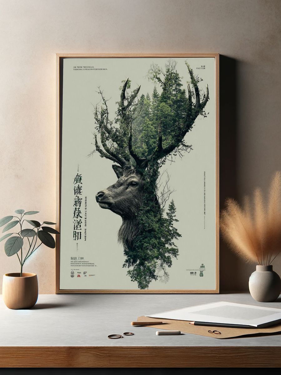 Deer Forest — Fine Art Print. — room view 2