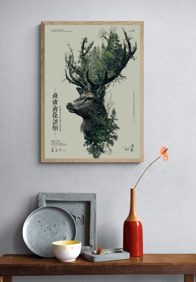 Deer Forest — Fine Art Print. — room view 3