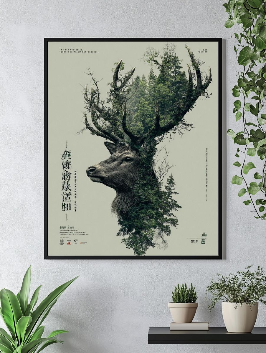 Deer Forest — Fine Art Print. — room view 4
