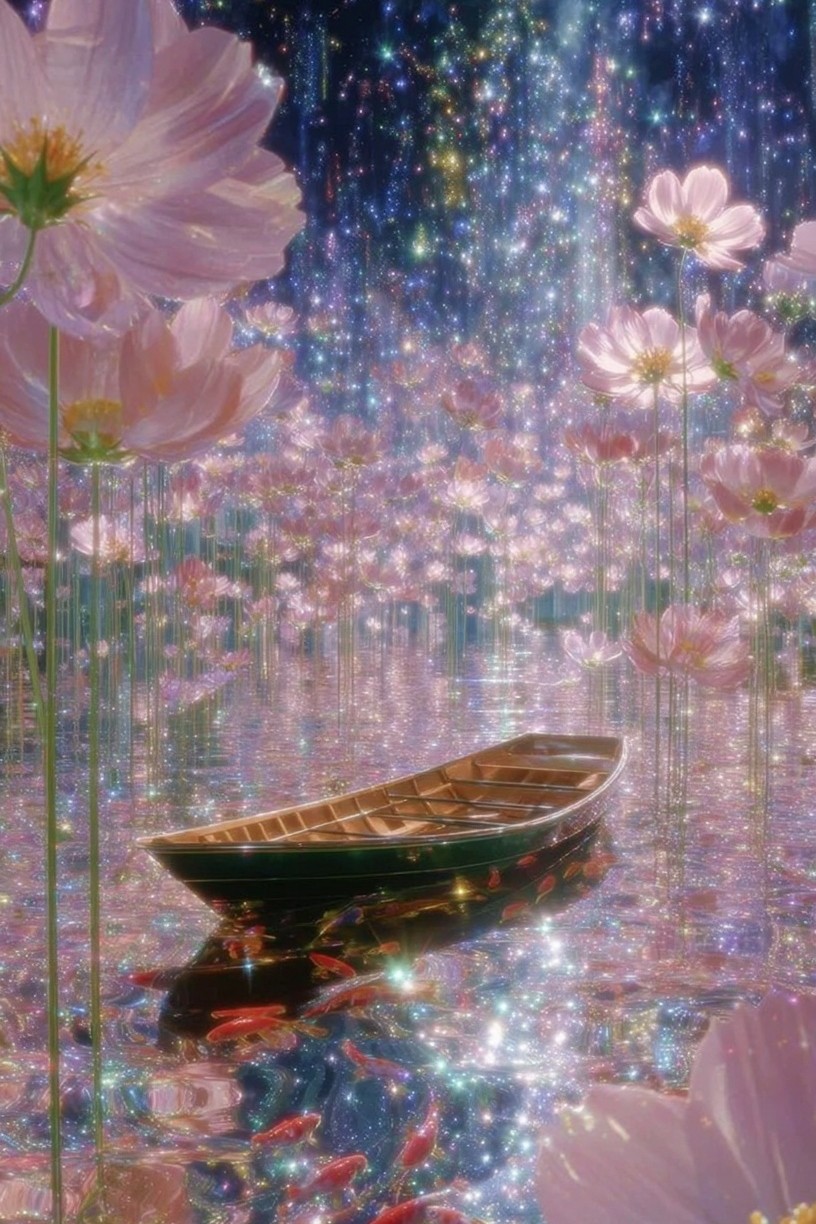 Dreamy Floral Reflection — Illustration Print. poster detail
