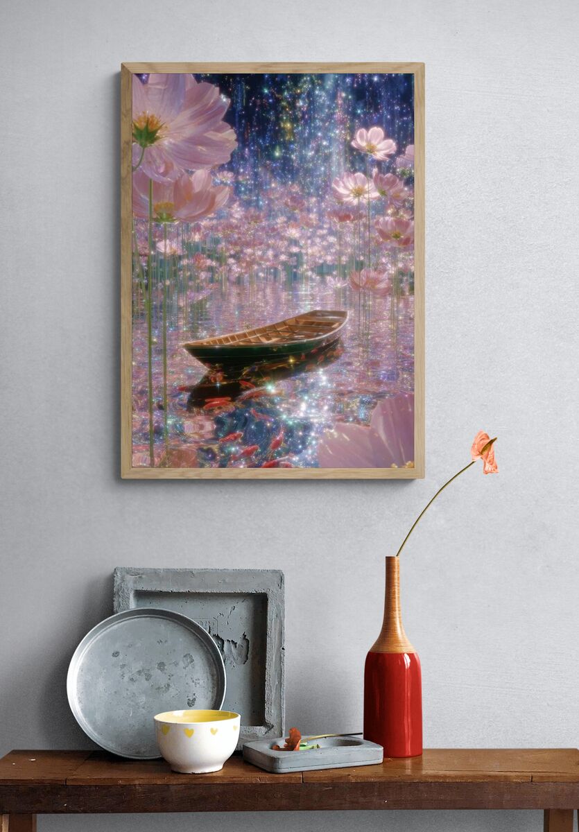 Dreamy Floral Reflection — Illustration Print. — room view 3