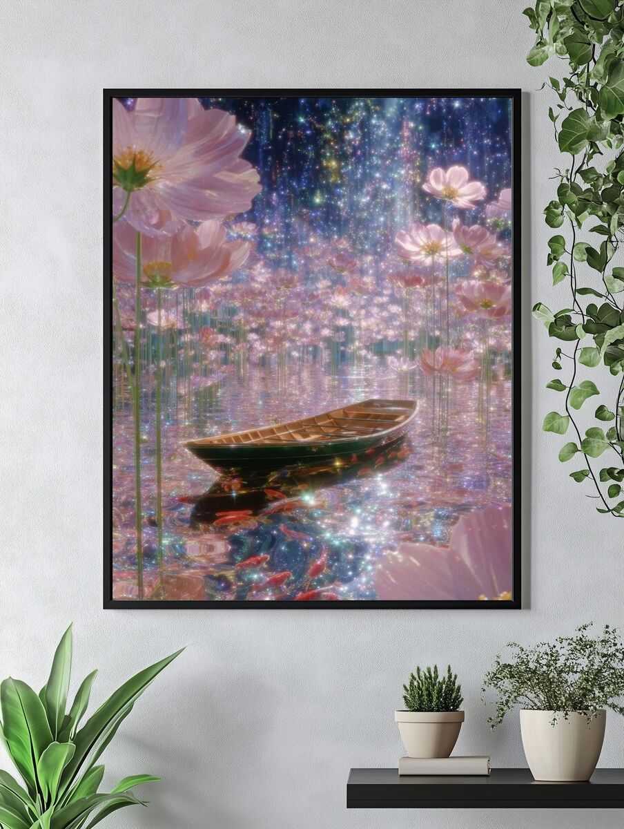 Dreamy Floral Reflection — Illustration Print. — room view 4