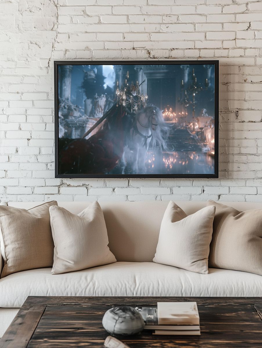 Dark Fantasy White Horse Poster. room preview