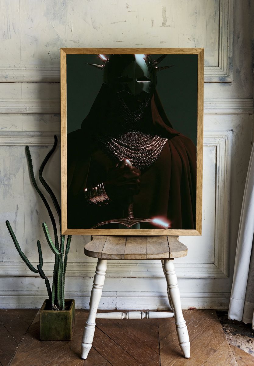Dark Knight Fantasy Illustration Poster. — room view 1