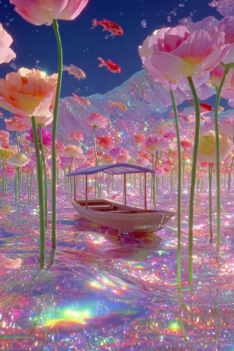 Dreamy Floral Landscape Poster. poster detail