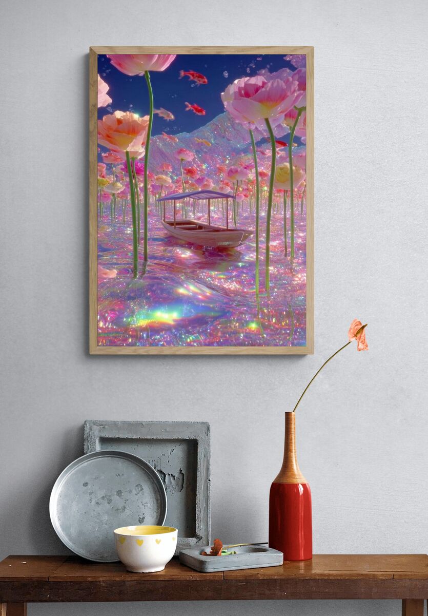 Dreamy Floral Landscape Poster. — room view 3