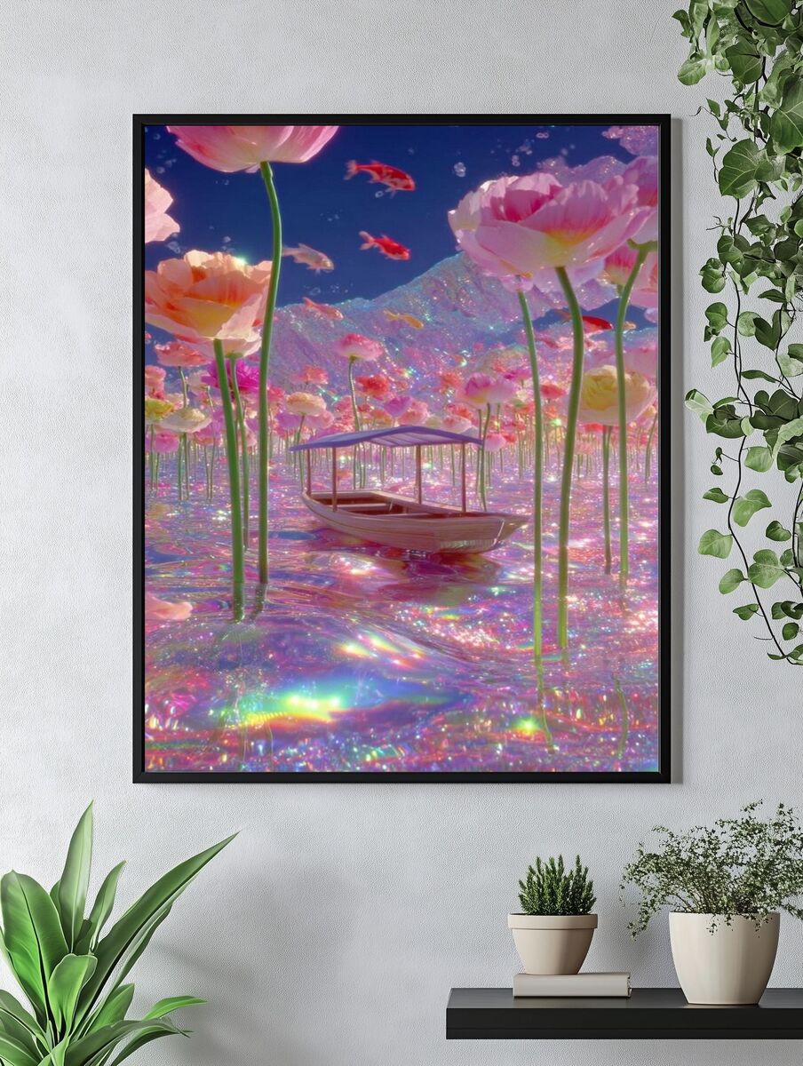 Dreamy Floral Landscape Poster. — room view 4