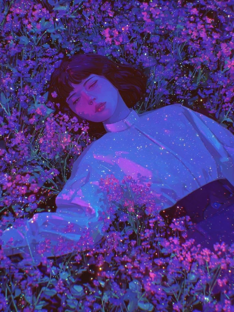 Dreamy Floral Portrait Poster. poster detail