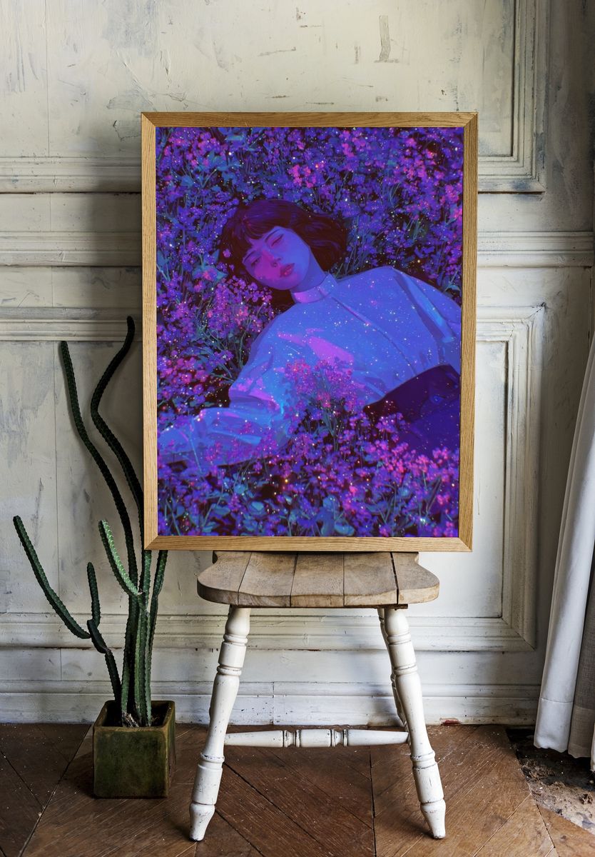 Dreamy Floral Portrait Poster. — room view 1
