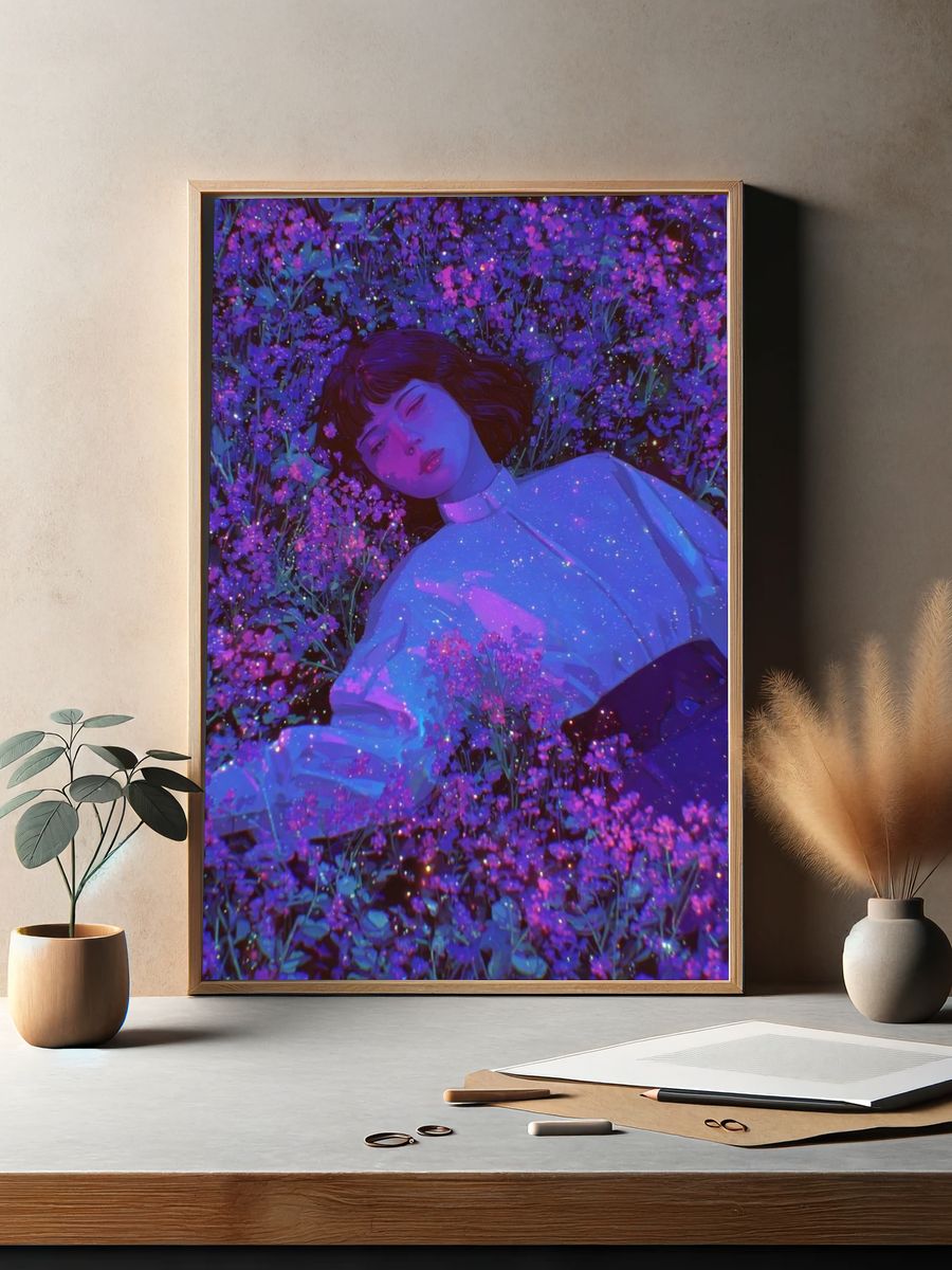 Dreamy Floral Portrait Poster. — room view 2