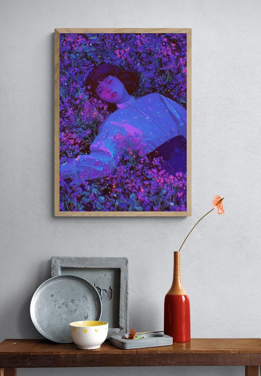 Dreamy Floral Portrait Poster. — room view 3