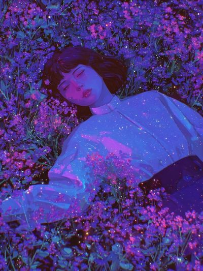 Dreamy Floral Portrait Poster. poster