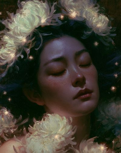 Dreaming Floral Portrait Print.