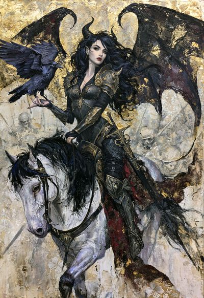 Dark Fantasy Rider Illustration Poster.