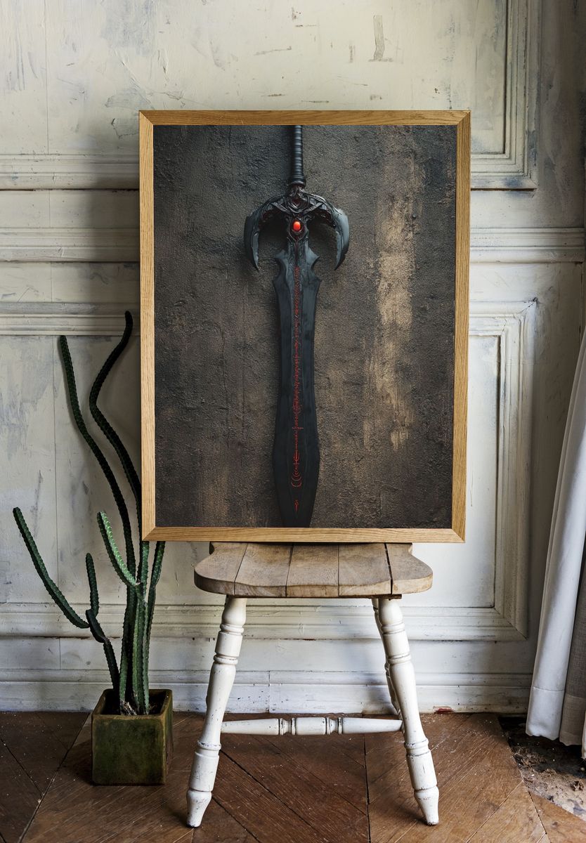 Dark Fantasy Sword Illustration Poster. room preview