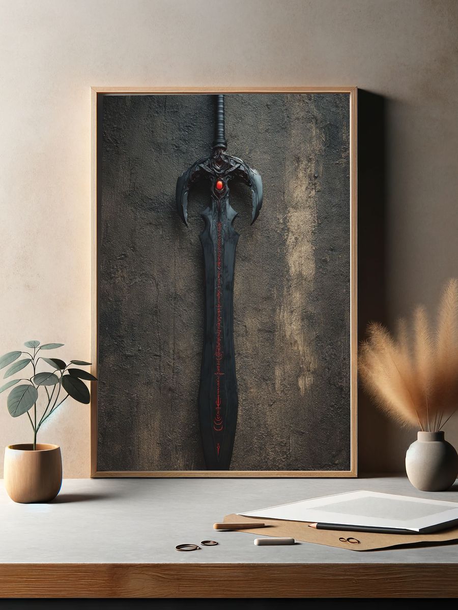 Dark Fantasy Sword Illustration Poster. — room view 2