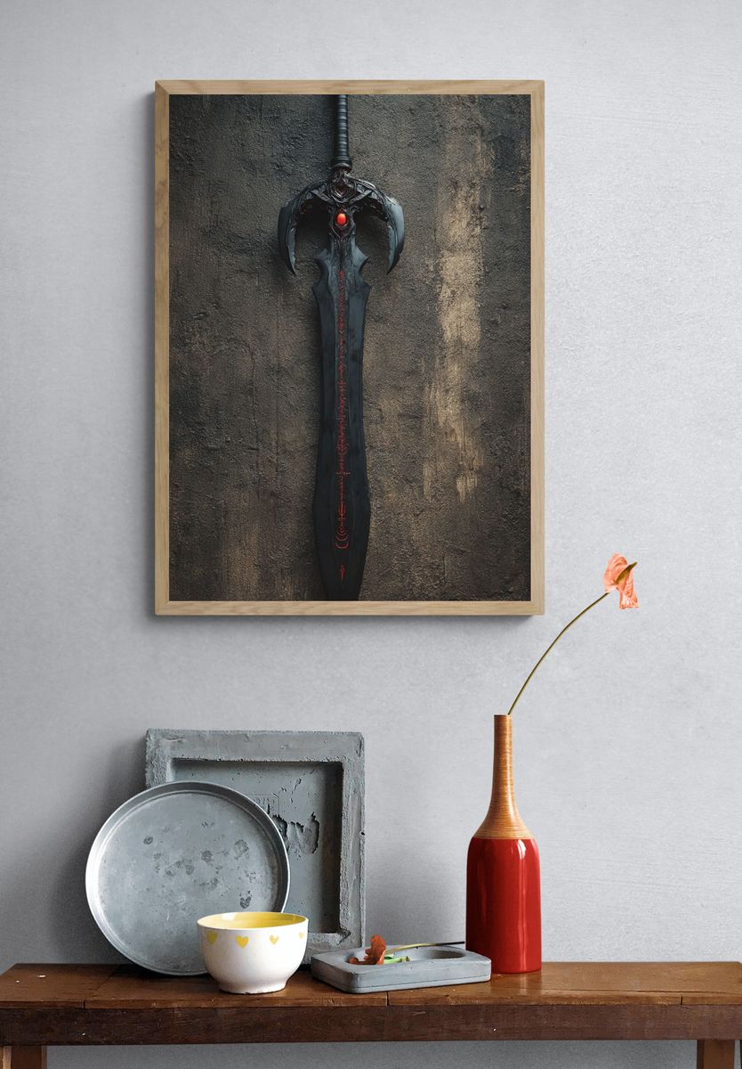 Dark Fantasy Sword Illustration Poster. — room view 3