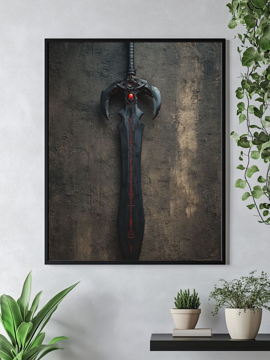 Dark Fantasy Sword Illustration Poster. — room view 4