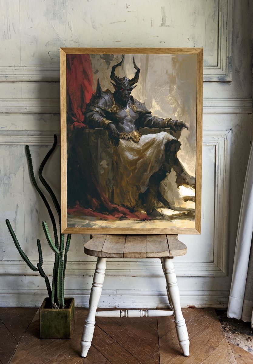 Horned Dark Fantasy Throne Print. room preview